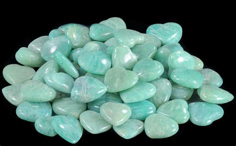 Small Polished Amazonite Hearts 5 Pack For Sale