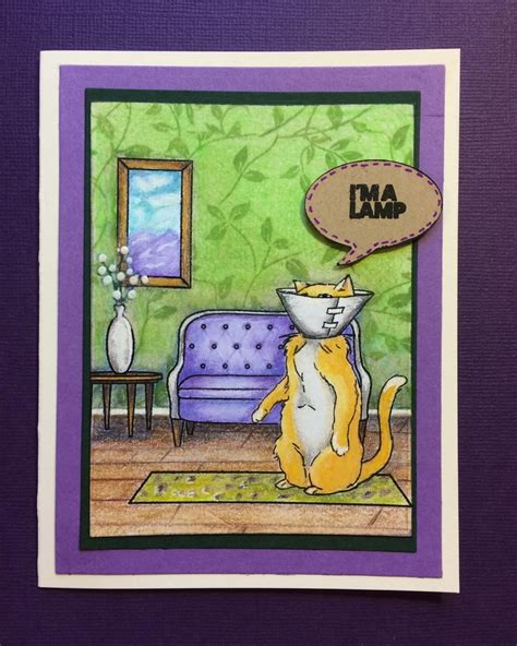 Art Impressions Catastrophy Set Handmade Cat Card Funny Farm Art