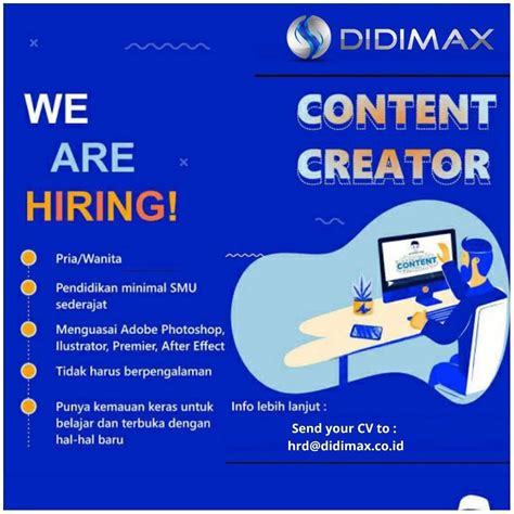 Lowongan Kerja Content Creator Didimax Bandung Maret 2020