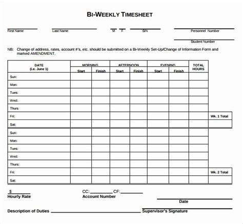 Monthly Time Card Template Elegant 18 Bi Weekly Timesheet Templates