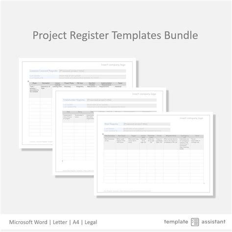 Project Register Bundle Project Management Template Digital Bundle Etsy