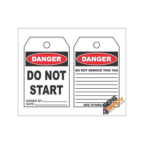 Nosa Sabs Mst1 Danger Do Not Start Safety Tag 10 Tags Pack