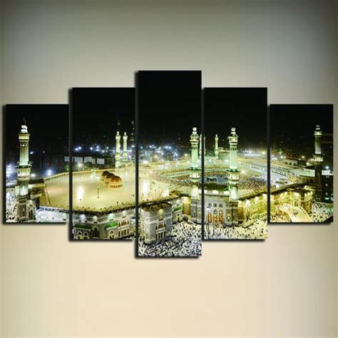 Artryst Mosque Painting On Canvas Unframed 5 Pieces Modern Islamic