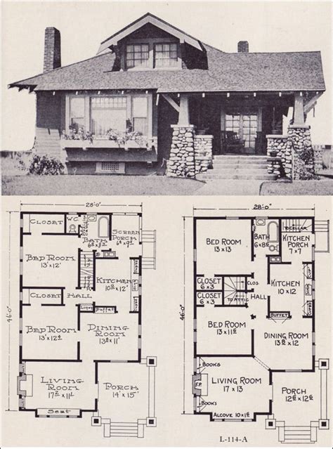 1922 Craftsman Style Bunglow House Plan No L 114 E W Stillwell