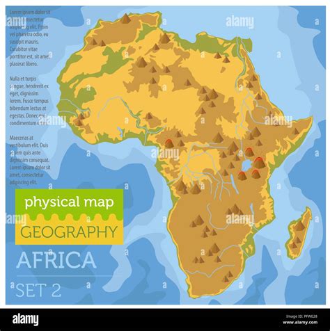 Flat Africa Physical Map Constructor Elements On The Water Surface