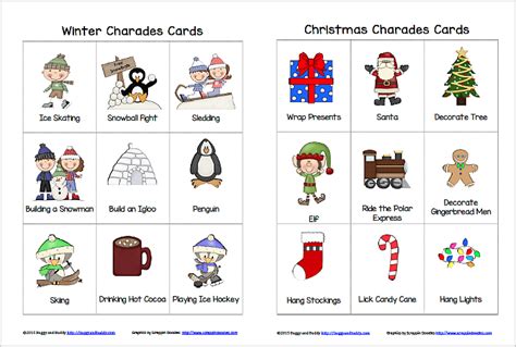 Winter And Christmas Charades Free Printable Game For Kids Buggy And