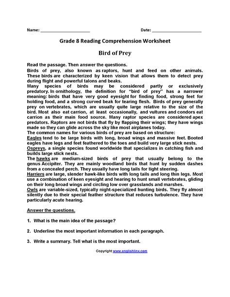 Explore our 8th grade language arts worksheets to improve grammar, hone vocabulary, understand figurative language, read and analyze step up your practice with our printable 8th grade language arts worksheets that are accompanied by answer keys and feature adequate exercises in forming. Reading Worksheets | Eighth Grade Reading Worksheets