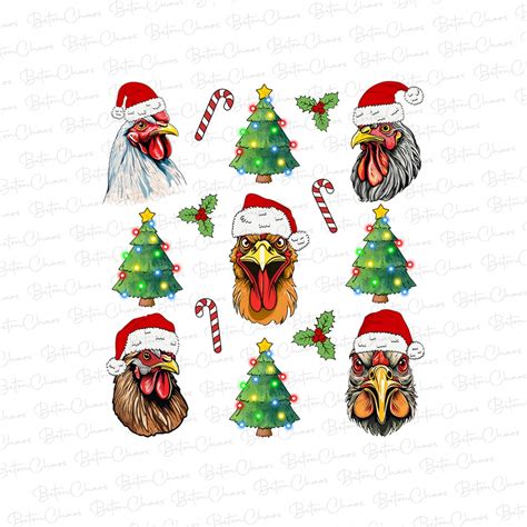 Merry Chickmas Png Christmas Chickens Png Chicken Christmas Etsy