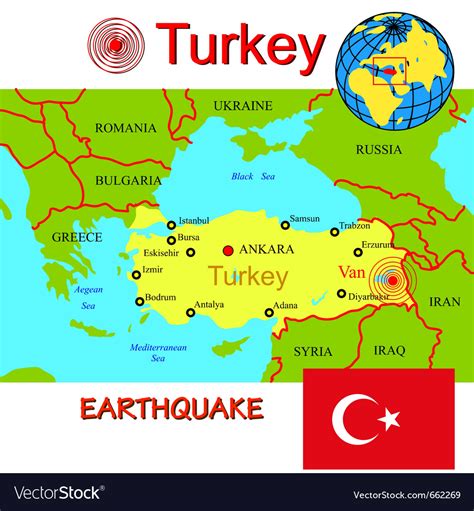 Turkey Map With Epicenter Earthquake Royalty Free Vector