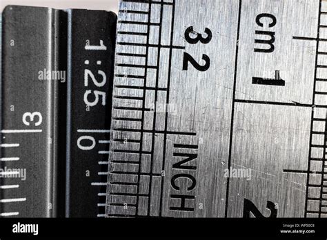 Close Up Picture Of Two Steel Rulers Showing The Size Difference