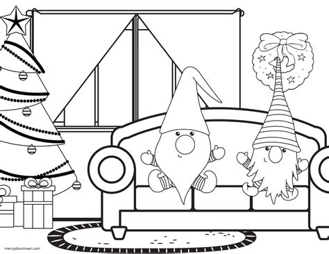 Free Gnome Coloring Sheets Merry About Town