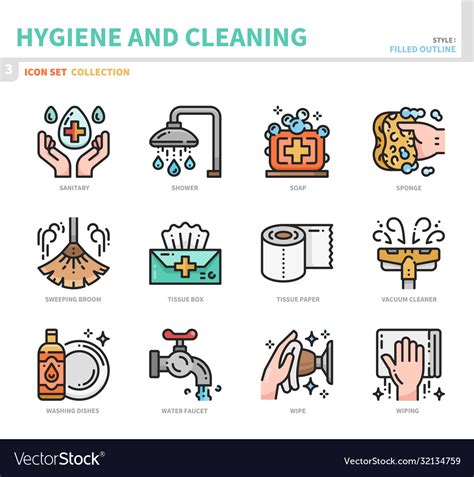 Hygiene Icon Set Royalty Free Vector Image Vectorstock