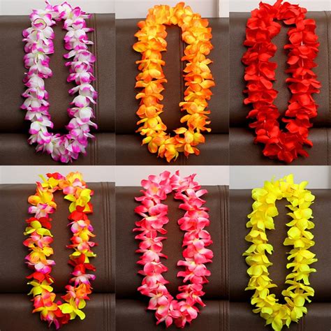 Hawaiian Leis 8 Colors Simulated Silk Flower Leis Fancy Dress Garland