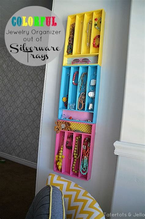 Colorful Jewelry Organizers From Silverware Trays Dollar Store