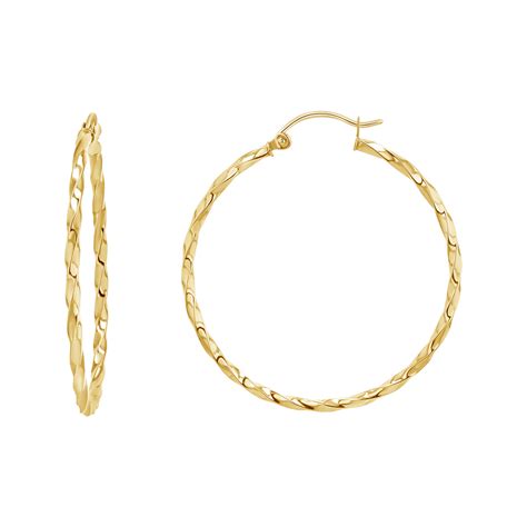 14k Gold Twist Hoop Earrings Baby Gold