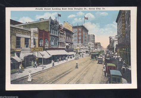 Sioux City Iowa Downtown Fourth Street Scene Antique Vintage Postcard