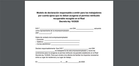 Hay que tener en cuenta que esta opción de movilidad es utilizada en muy contadas ocasiones si no existe es necesario tener en cuenta que dicha movilidad supone la supresión del puesto de trabajo inicial, por lo que en muchas ocasiones, el organismo. Modelo declaración responsable: documento para poder ...