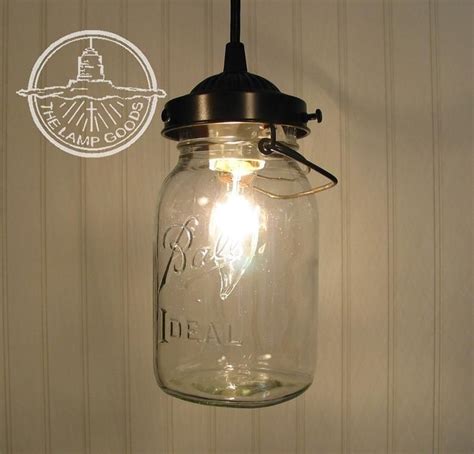 Mason Jar Pendant Light With Vintage Quart Jar Farmhouse Etsy