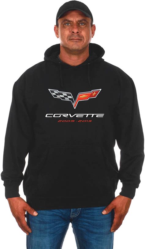Jh Design Group Mens Chevy Corvette Hoodie C6 Series Logo Black