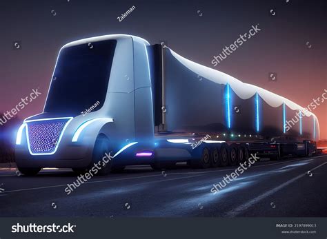 Futuristic Technology Autonomous Semi Truck D Stock Illustration
