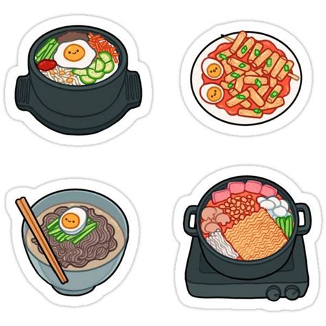 Korean Food Set 1 Sticker By Freshbobatae Food Stickers Preppy