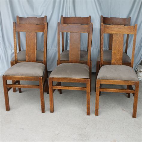 The term mission furniture was first popularized by joseph p. Bargain John's Antiques | Antique Set of Six Oak Mission ...
