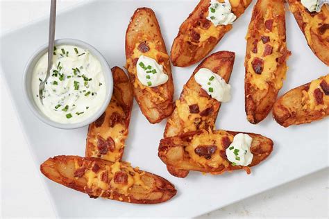 Deep Fried Potato Skins Recipe With Dips And Toppings