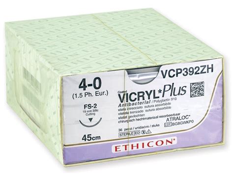 Ethicon Vicryl Plus Absorbable Sutures Gauge 40 Needle 19 Mm