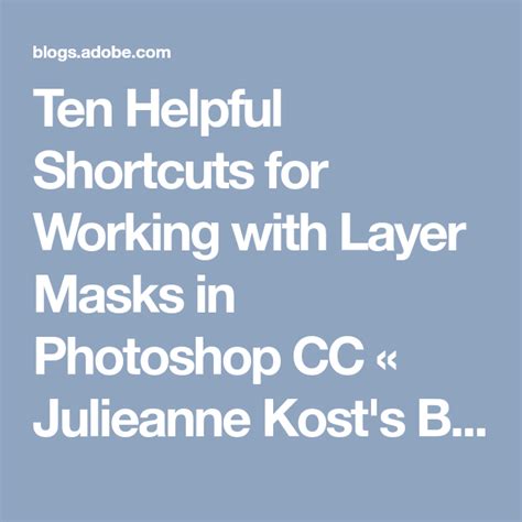 Julieanne Kosts Blog Photoshop Layer Mask Ten