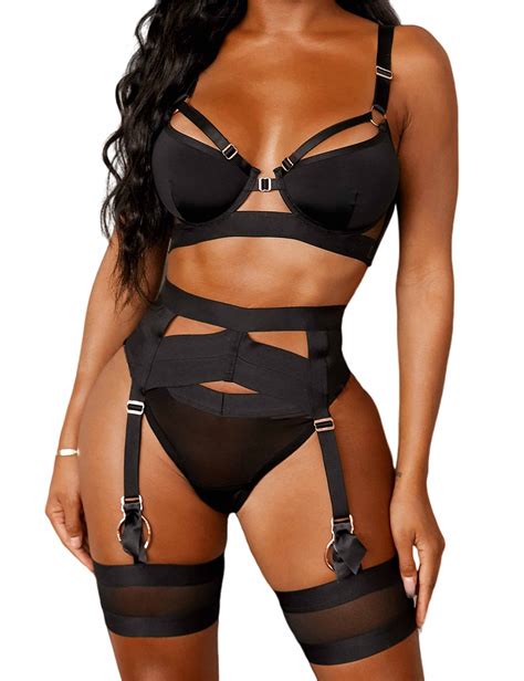 Buy Womens Sexy Lingerie Set With Garter Belt Pc Underwire Bra And