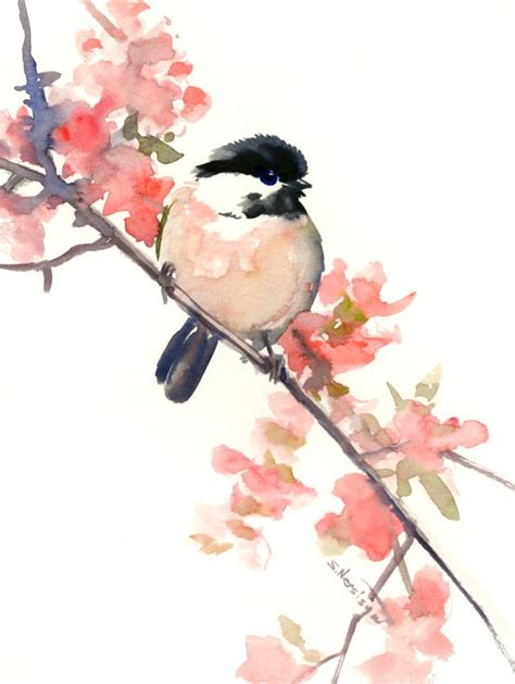Watercolor Art Chickadee One Of A Kind Watercolor Painting Bird Art