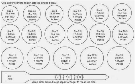 Pdf Printable Ring Size Chart