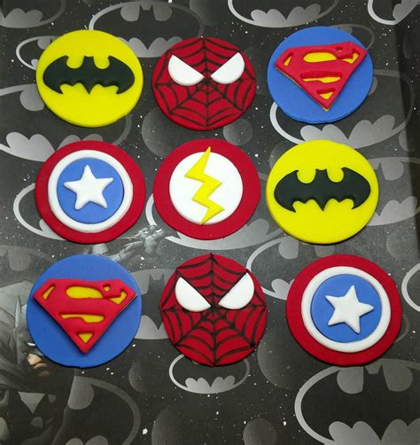 Superhero Cupcake Toppers Superhero Fondant Batman Etsy Superhero