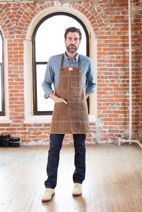 Artisan Apron W Standard Leather Strap Apron Work Aprons Waxed Canvas