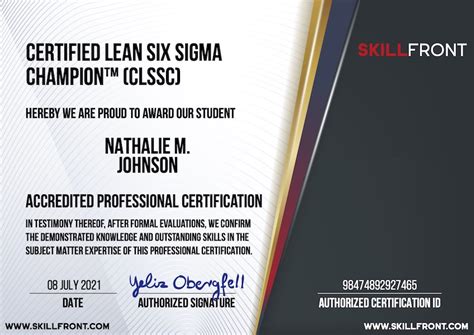 Certified Lean Six Sigma Champion™ Clssc™