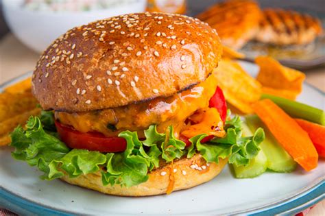 This burger is so light ad fresh, and full of delicious, flavors. Buffalo Chicken Burgers Recipe on Closet Cooking