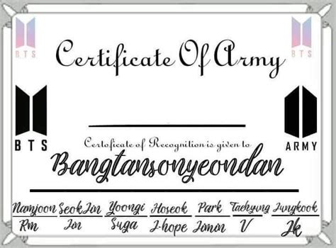 Bts Army Certificate And Id Edit Home