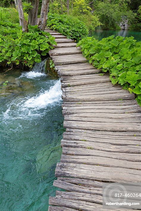 Wooden Pathway And Lake Plitvice Stock Photo