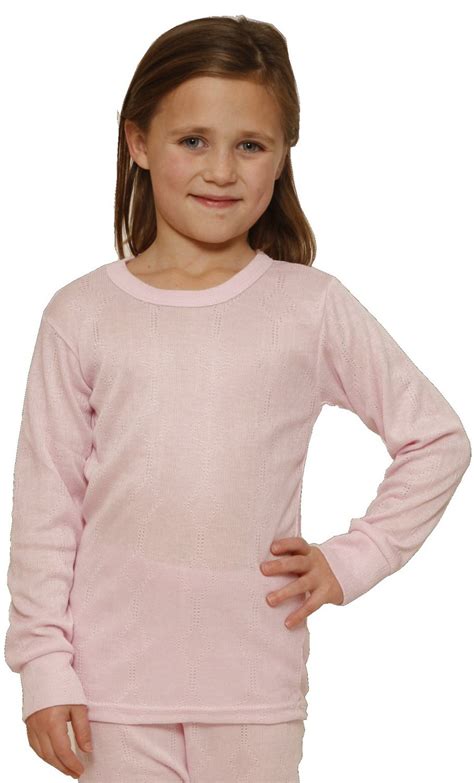 girls thermal underwear short long sleeve top and long pants british thermals
