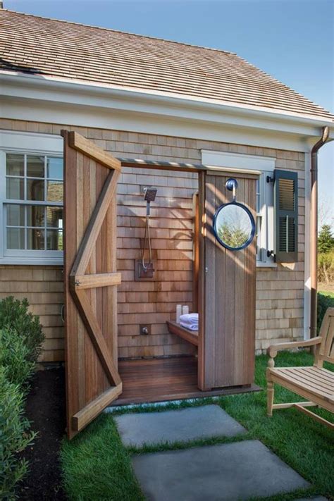 Outdoor bathrooms are a practical and convenient solution for homeowners who spend many use nature and the home's landscape as an inspiration to design outdoor bathroom ideas for the patio. Pallets Made Outdoor Bathing Shower Ideas | Pallet Ideas