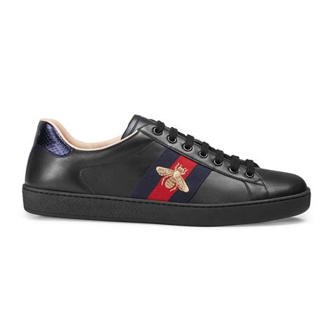 Gucci Leather Ace Embroidered Sneaker In Black For Men Lyst