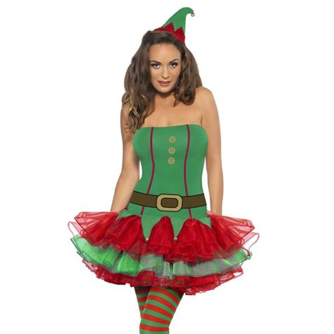 Ladies Womens New Sexy Christmas Santa Elf Girl Fancy Dress Tutu