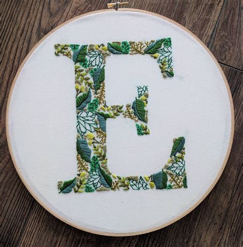 Hand Embroidered Letter Monogram Letter Hoop Art Etsy