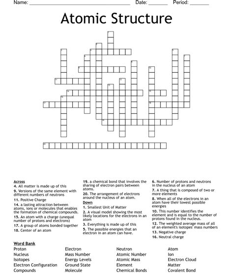 Atomic Structure Crossword Wordmint