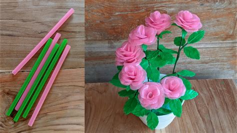 Cara Membuat Bunga Mawar Dari Sedotan Mudah DIY Rose From Straw YouTube