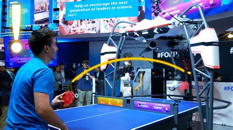 playing ping pong against an ai robot at ces 2020 youtube