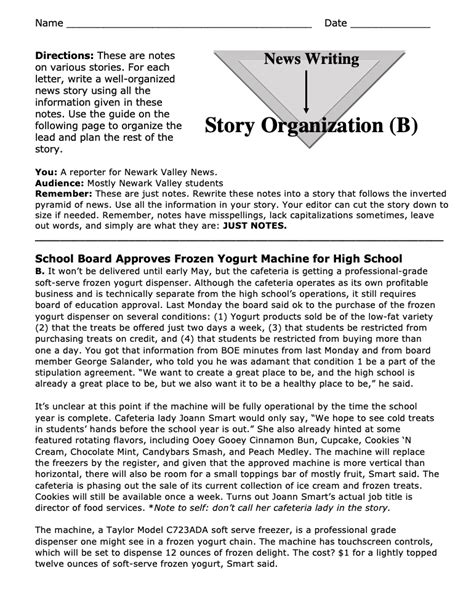 Journalism — News Writing Practice Or Assessment 3 Guided Stories