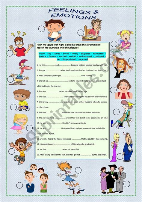 Adjectives Describing Feelings And Emotions Esl Worksheet By
