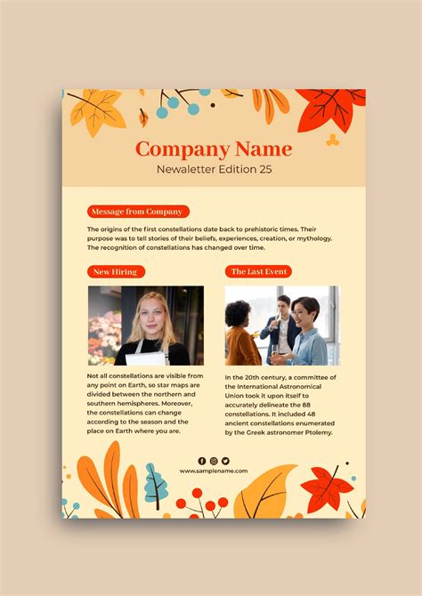Personalize This Hand Drawn Company S Generic Fall Newsletter Layout Online