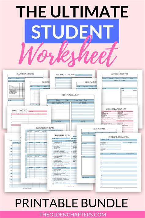 Ultimate Student Printable Worksheet Bundle Student Planner Etsy